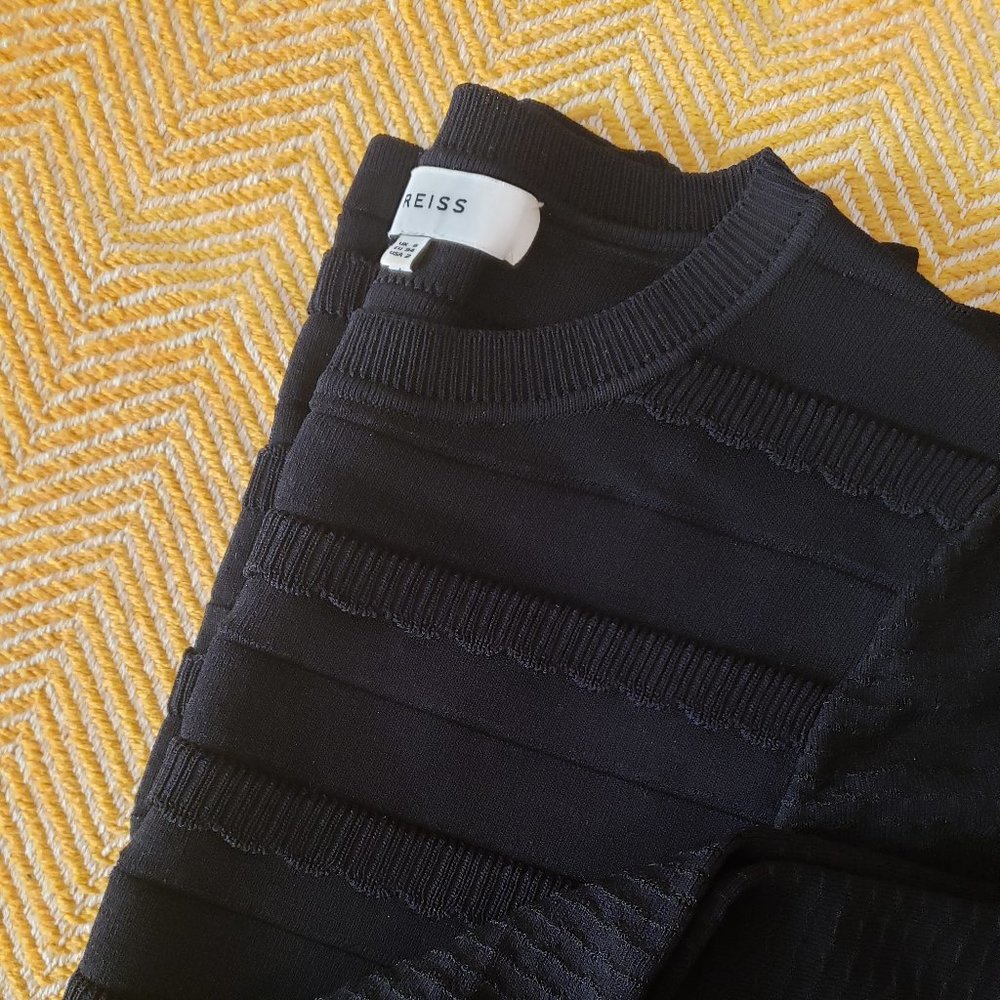 Reiss Jenkins Black Stretch Knit Bodycon Dress